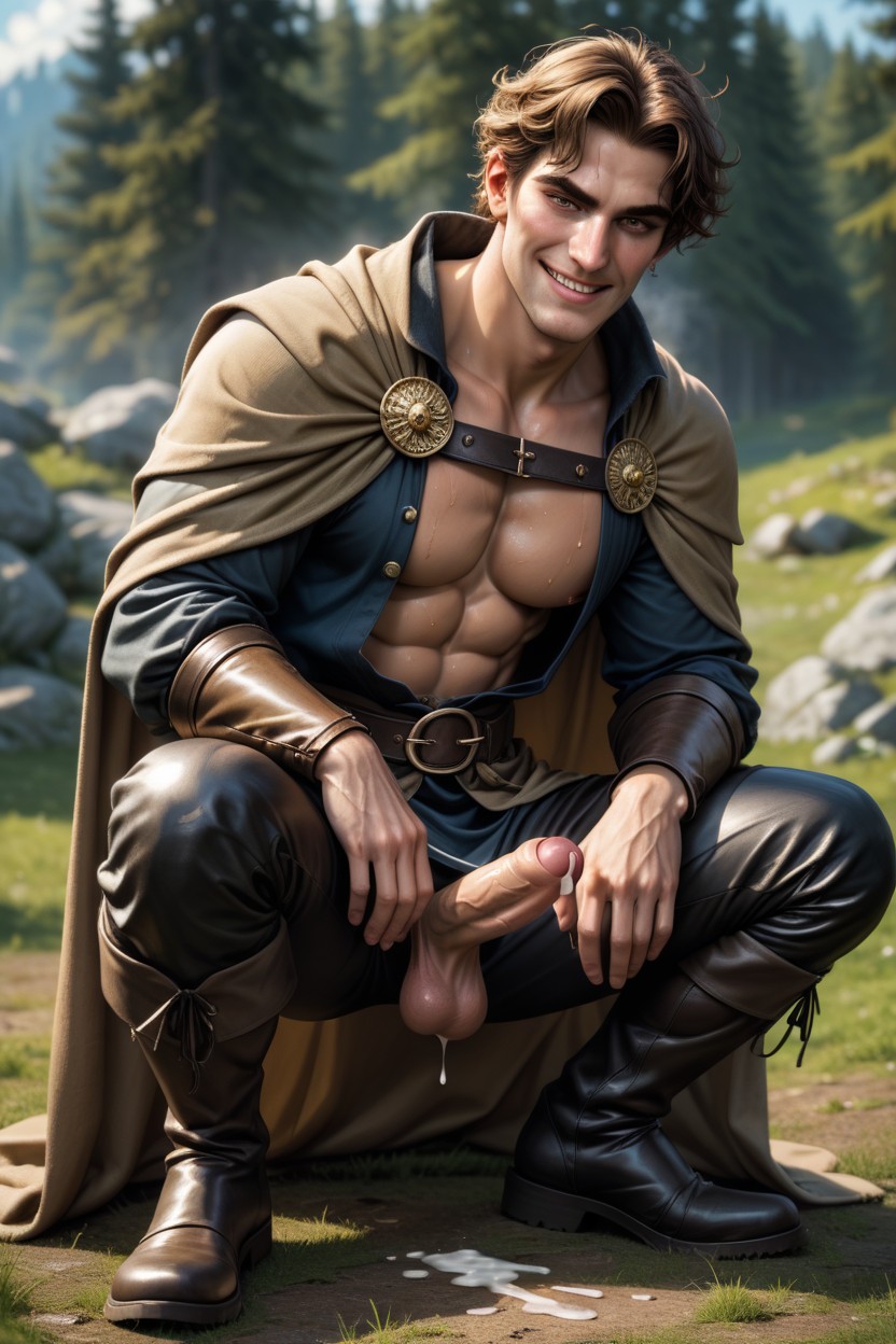Squatting, Waist, Smooth Skin AI Gay Porn