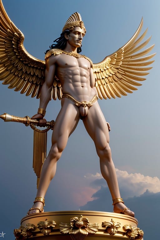 Soars Through The Air Delivering Messages The Heavenly Light Falls On The Earth, Revealing A Breathtaking View Of Distant Cities And Seas, Nudism AI Porn