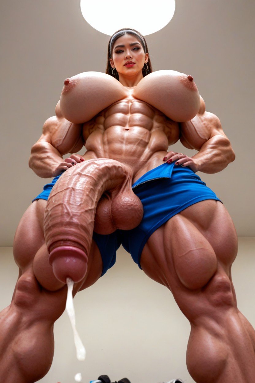 Thicc, Muscular Futanari, Oversized Cock Travesti IA Pornô