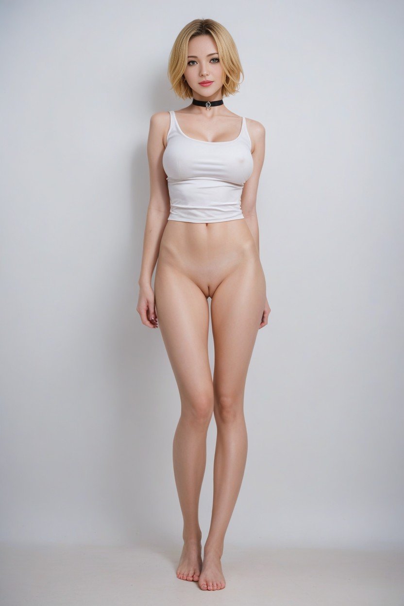 Hyper-realistic, White Tank Top No Bra, Erotic ToneAI獸人黃片