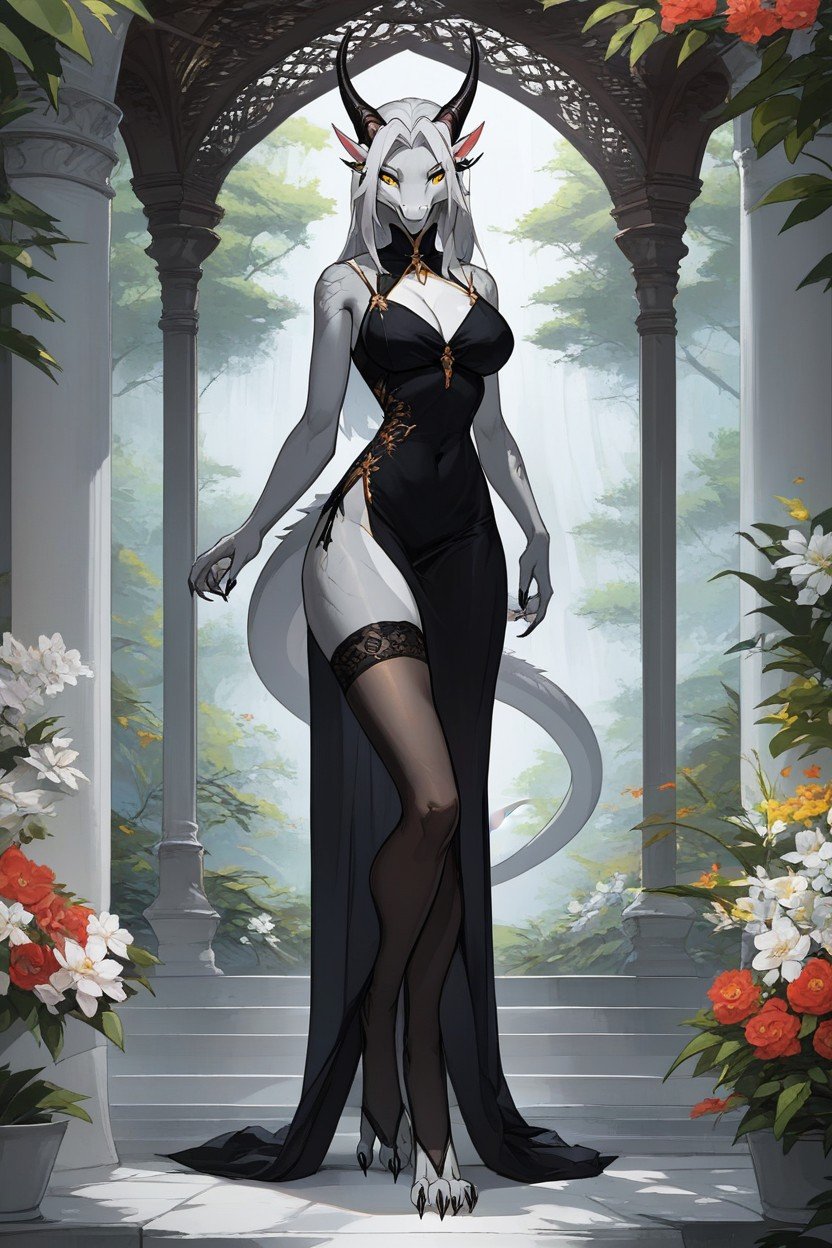 Digitigrade Legs, Dragoness, Amber EyesファーリーAIポルノ