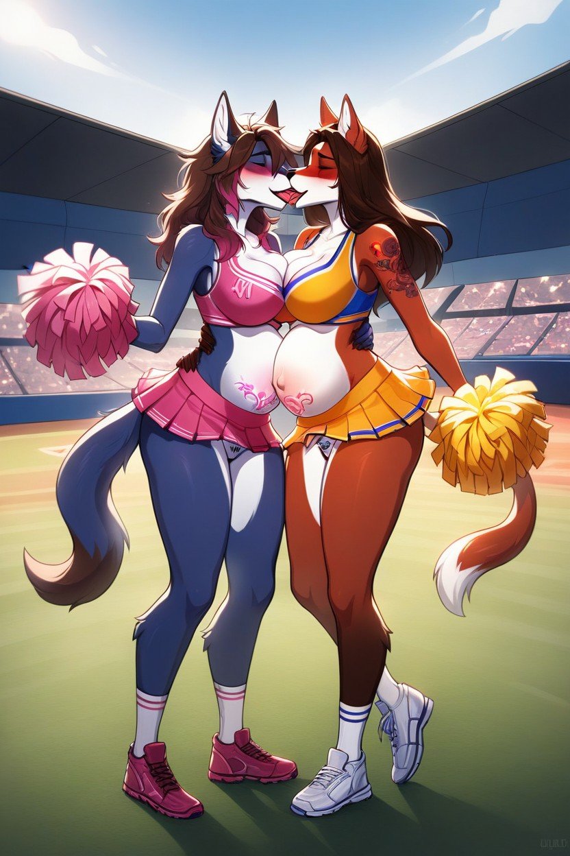 Estádio De Beisebol, 2 Pessoas, Standing Pornografia de IA