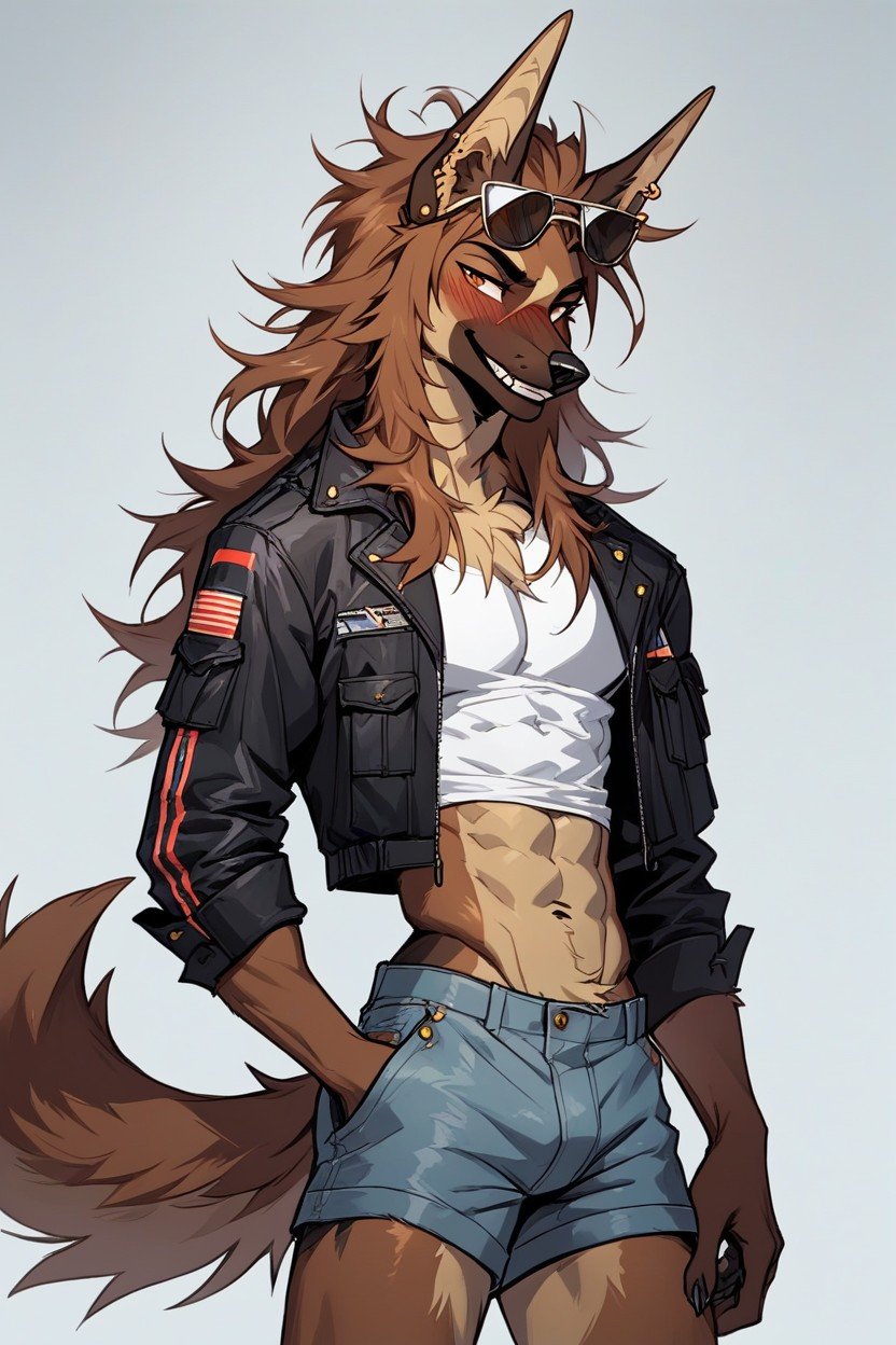 Cargo Shorts, Brown Eyes, PiercingsPorno IA Furry