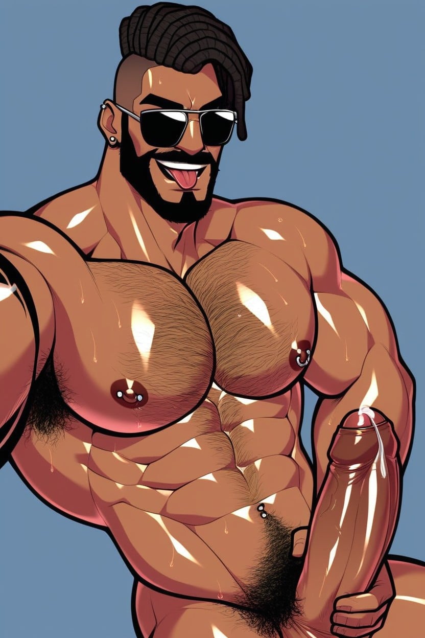 Naked, Stern Face, Sexy AI Gay Porn