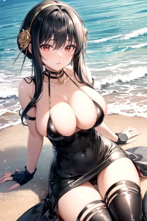 Tir En Buste, Plage, BikiniPorno IA Hentai