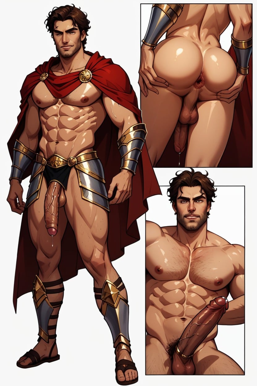 In Ancient Rome, Seductive Look, Golden Hour Sunset Lighting AI Gay Porn
