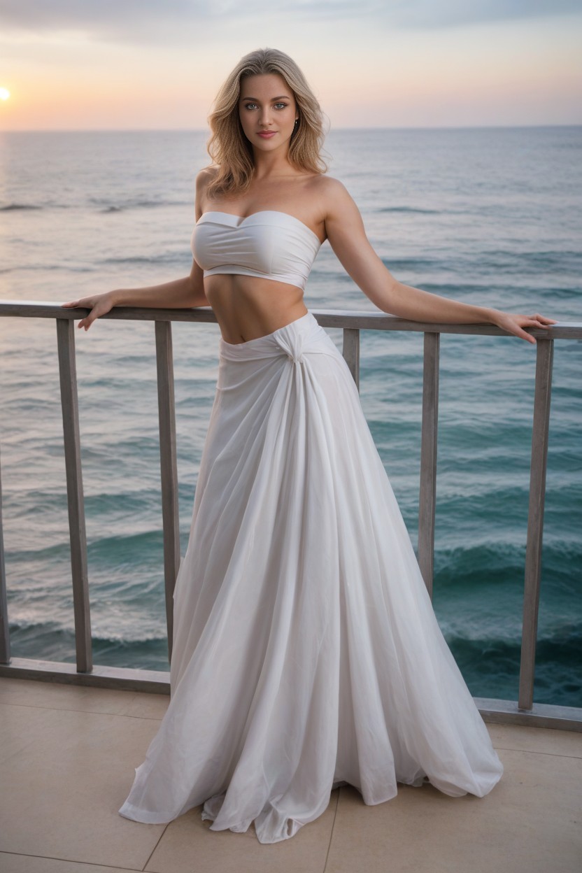 Model, Grinning, Strapless Top AI Porn