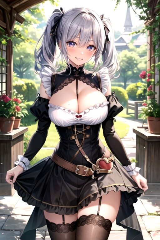 Frilled Skirt, Pigtails, Grin AI Porn