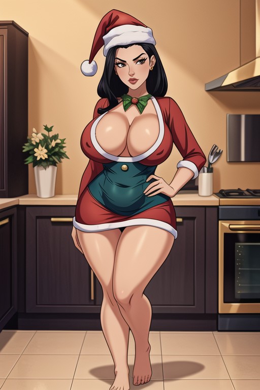 Kitchen, Shortwoman, Black Hair Hentai IA pornografia