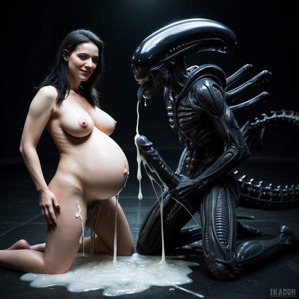 Large Scary Male Xenomorph, Cum Puddle, Xenomorph Black TongueファーリーAIポルノ