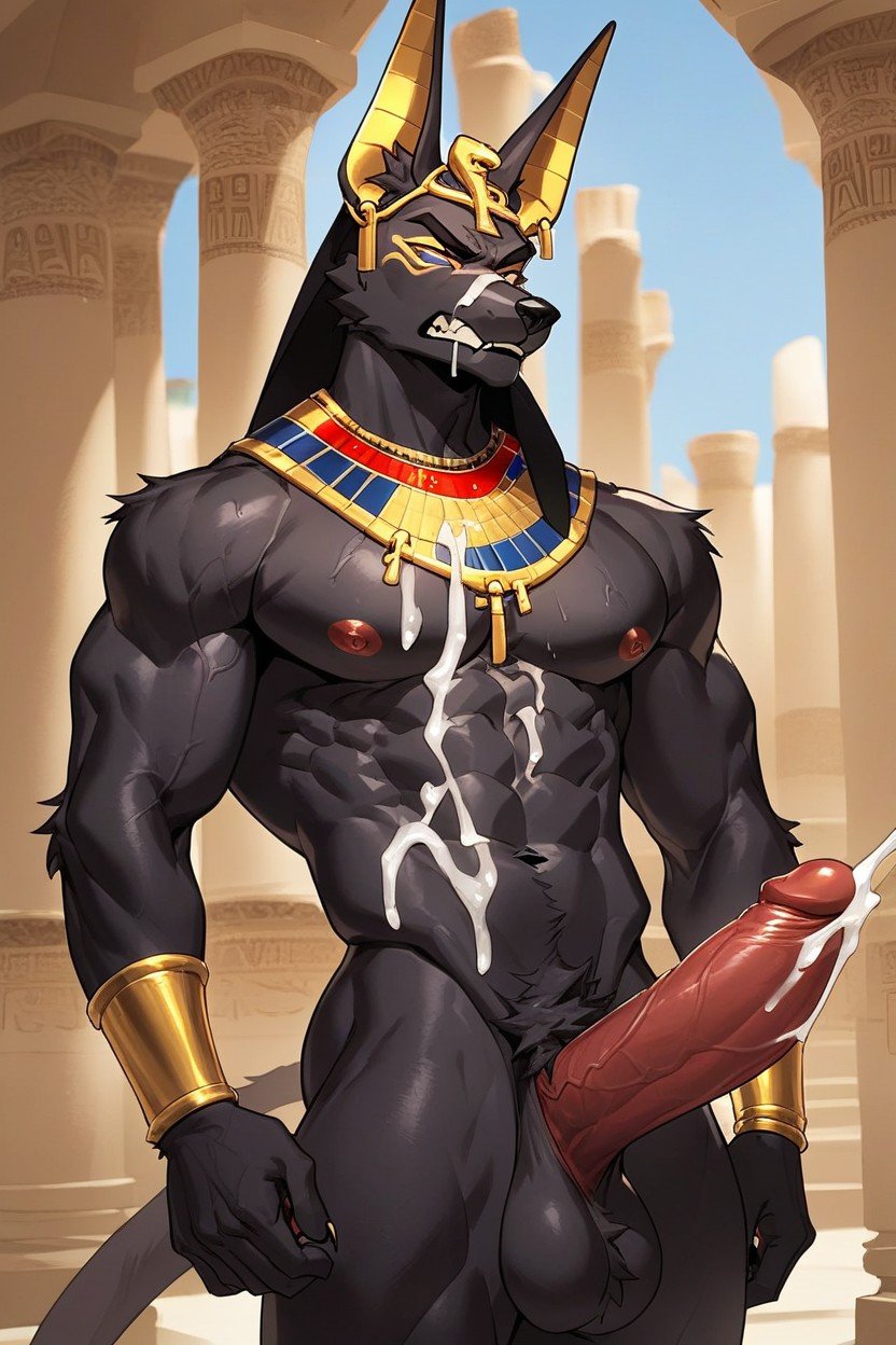 Gay, Anubis, Cumshot Фурри AI порно