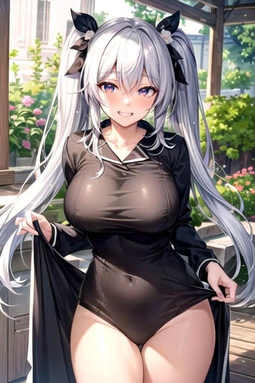 Silver Hair, Pigtails, Heart Shaped Pupils AI Porn