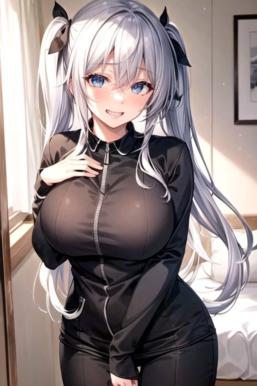 Large Breasts, Twintails, Quarto Pornografia de IA