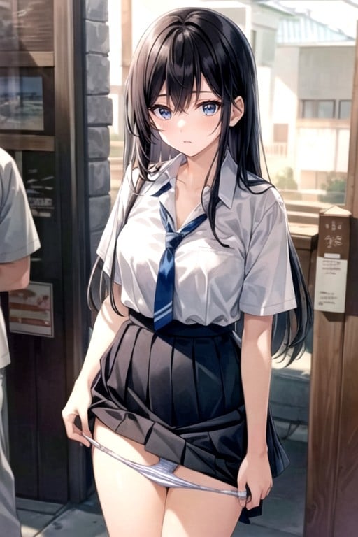 Skirt, Black Hair, Long Length AI Porn