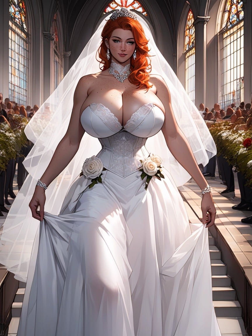 Beaucoup De Gens Autour, Robe De Mariée, Wedding DressPorno IA