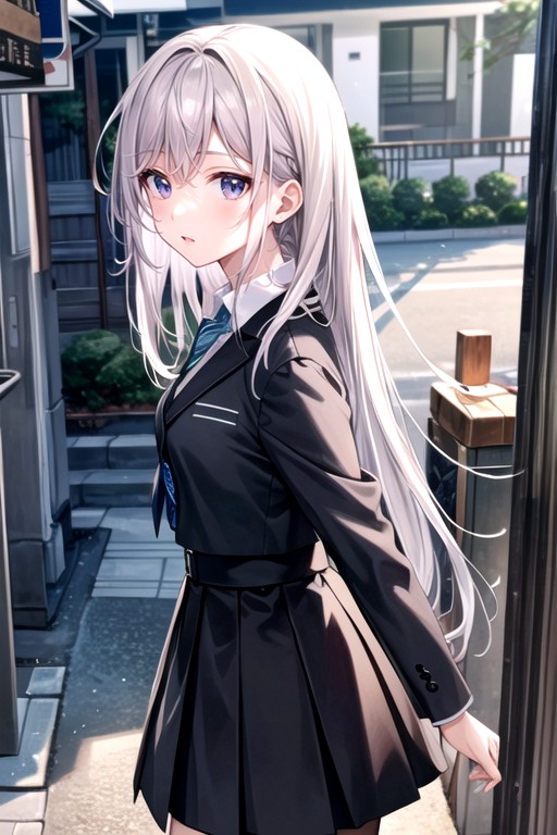 Jacket, Uniform, White Hair AI Porn