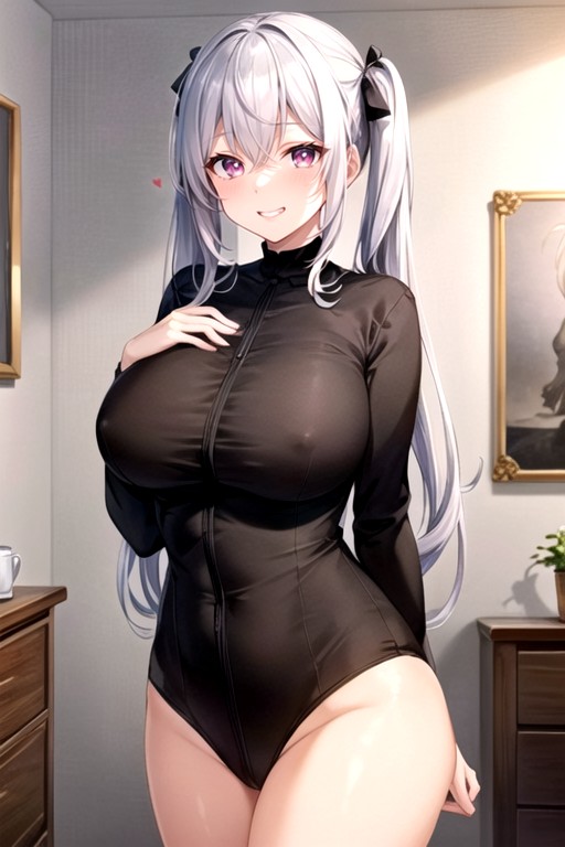 Embarrassed, Silver Hair, Heart Shaped Pupils AI Porn