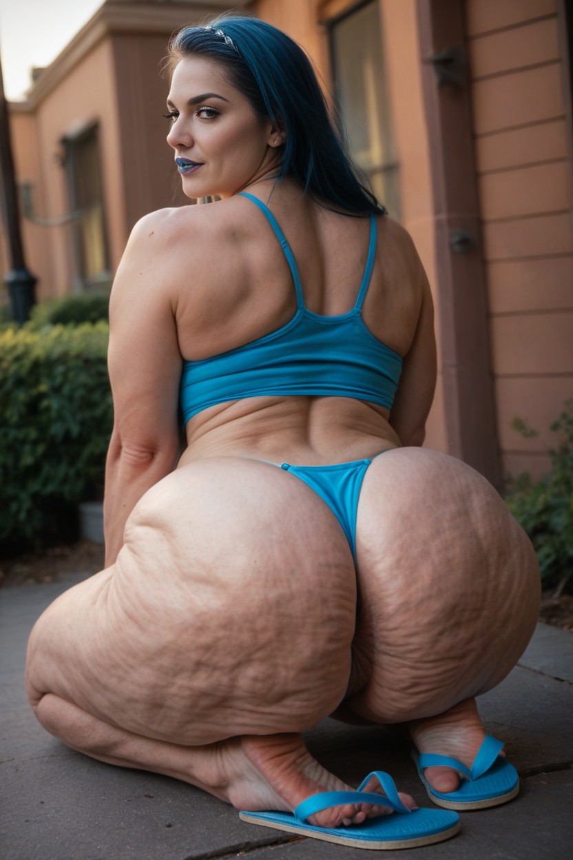 Cellulite Ass, Wrinkled Body, Blue NailsAI 포르노