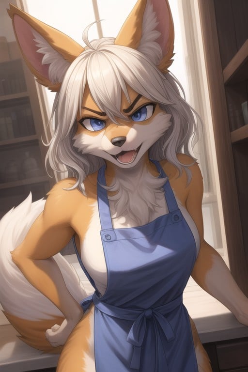 Sorprendida, Perro, DelantalPorno AI Furry