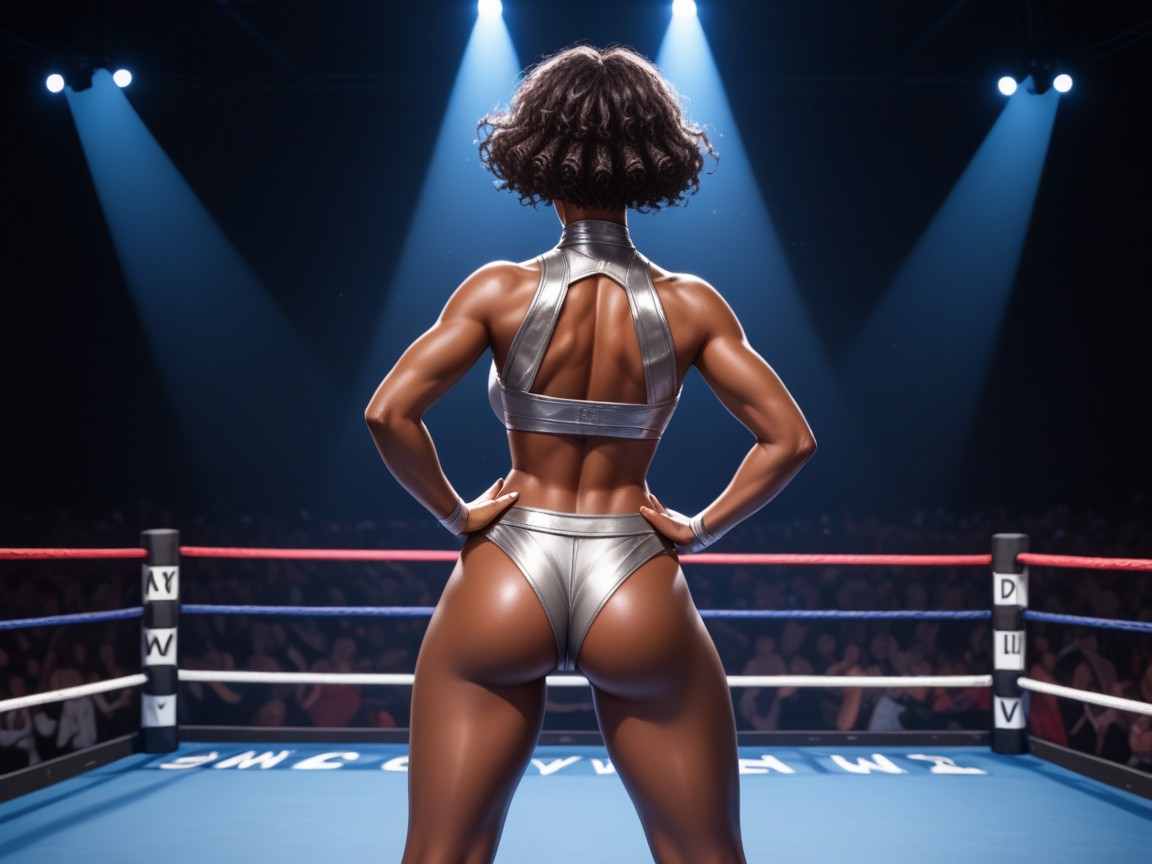Curly, Silver Wrestler Top, Rim Lighting Hentai AI Porn