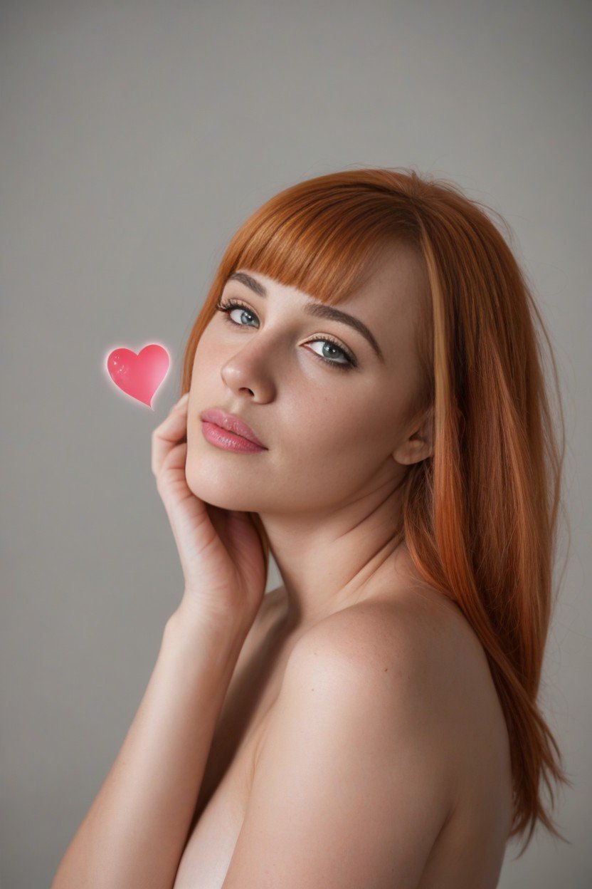 Piscina, Mid-length Ginger Hair With Fringe, Serene Atmosphere Pornografia de IA