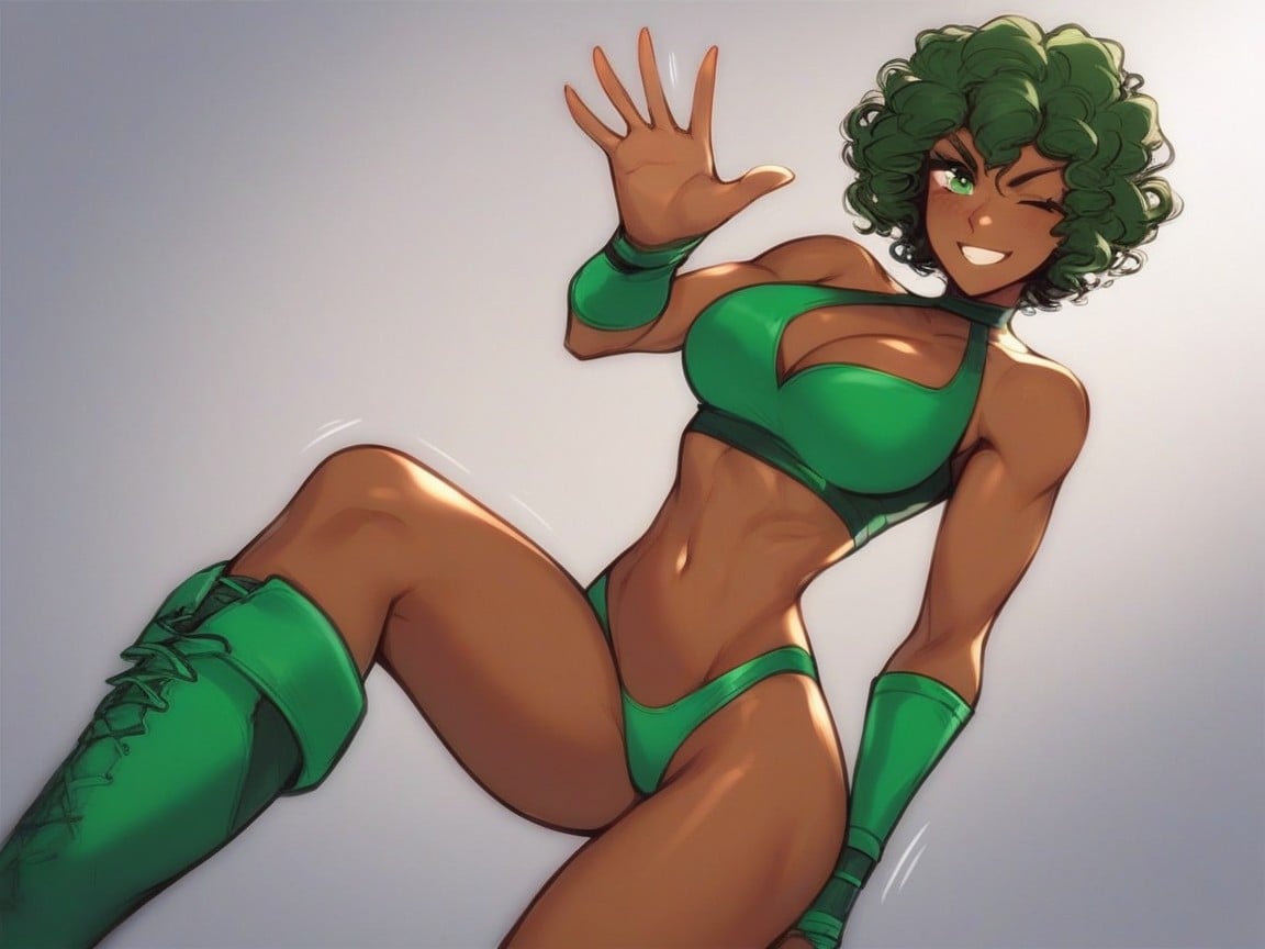 Covered Asymmetrical Breasts, Bounce Lines, Smirk AI Porn