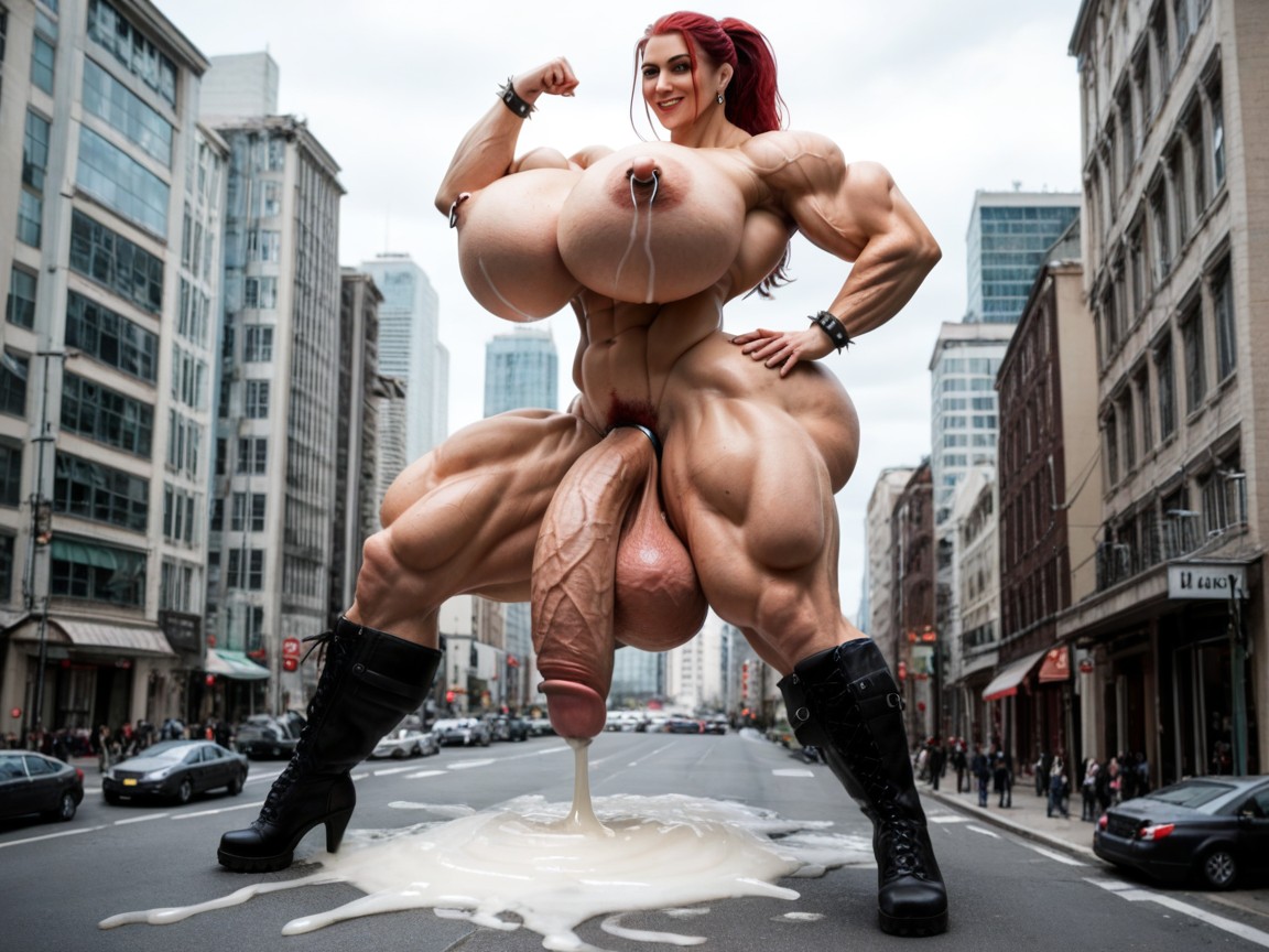 Two Penises, Hairy Futanari, Amazon Shemale AI Porn