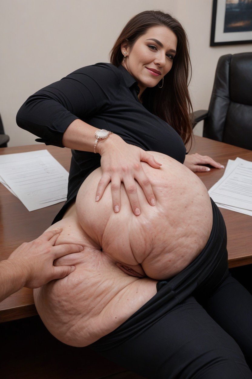 Topless, Stretch Marks, Office Pants Pulled Down Showing Massive Ass AI Gay Porn