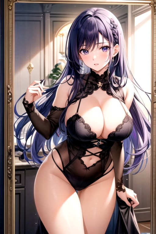 In Front Of The Mirror, Purple Hair, Fucked From BehindPorno AI