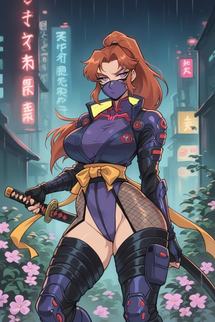 Purple Eyes, Arm Tattoo, Ninja Hentai AI Porn