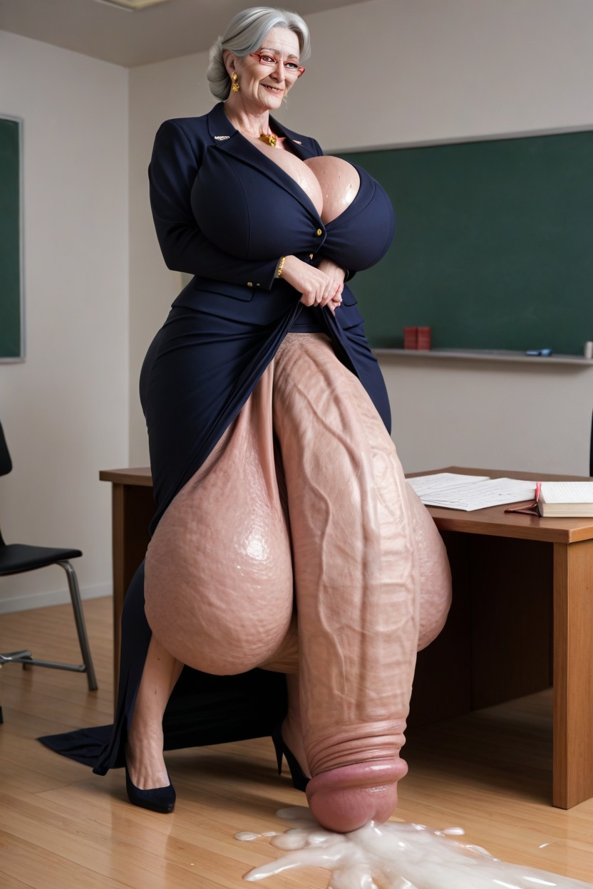 Hyper Girth, 매우 큰, 흥분한 얼굴 쉬메일 AI 야짤