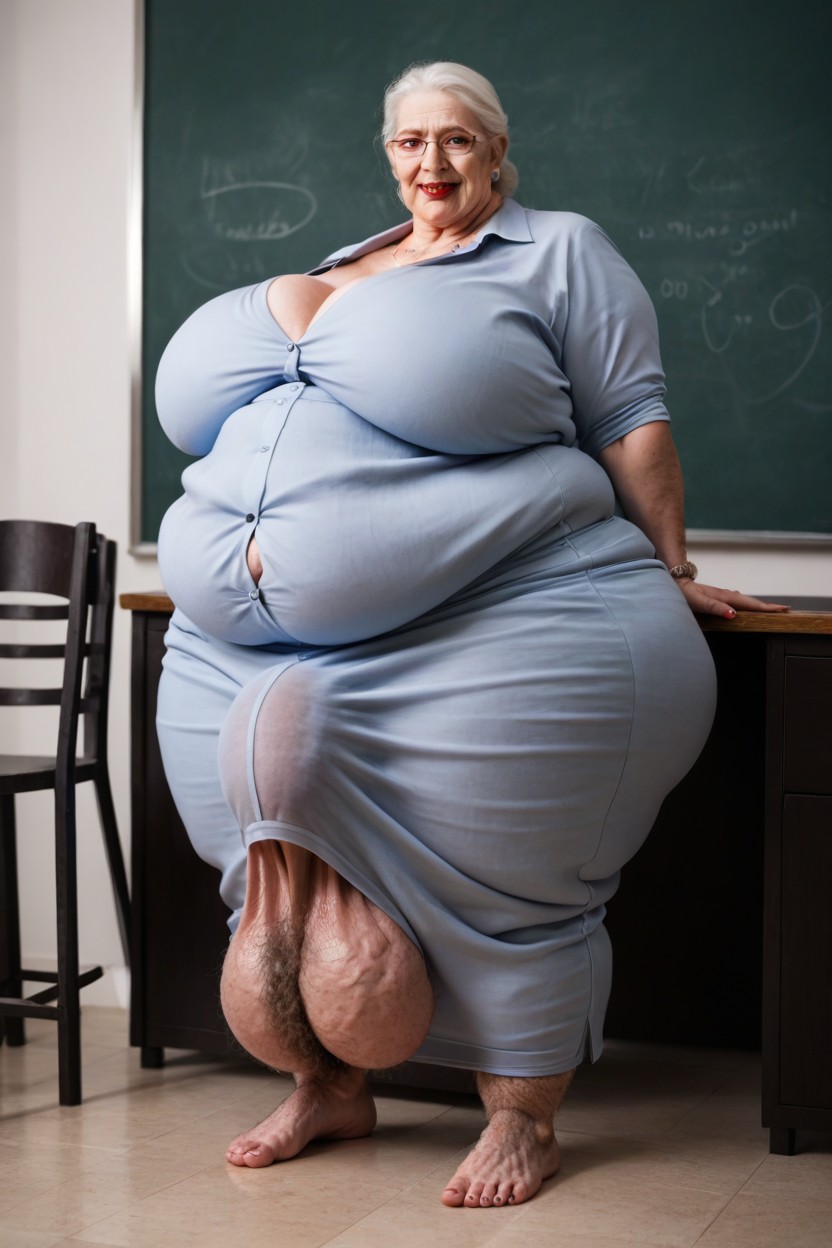 Full Body, Office Shirt, Extremely Large Ass Shemale AI Porn