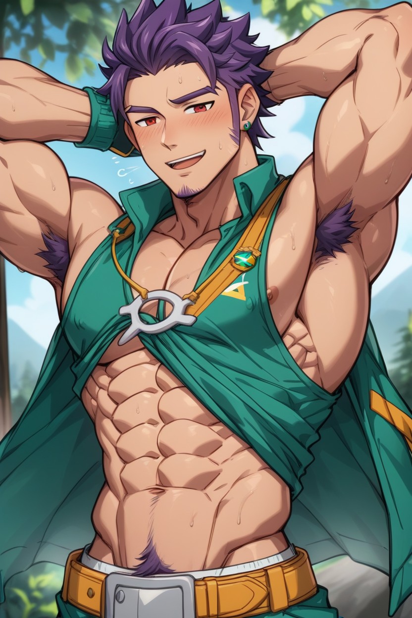 Armpit, Wolfcut Hair, Jacket AI Gay Porn