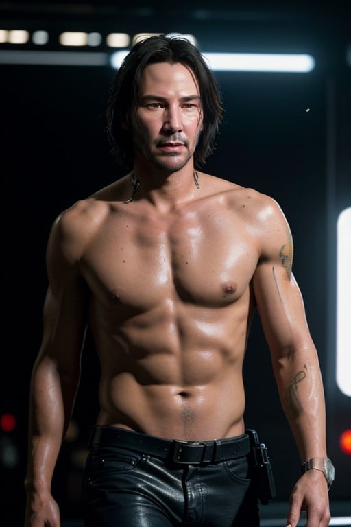 Standing, Keanu Reeves As Johnny Silverhand From Cyberpunk AI Gay Porn