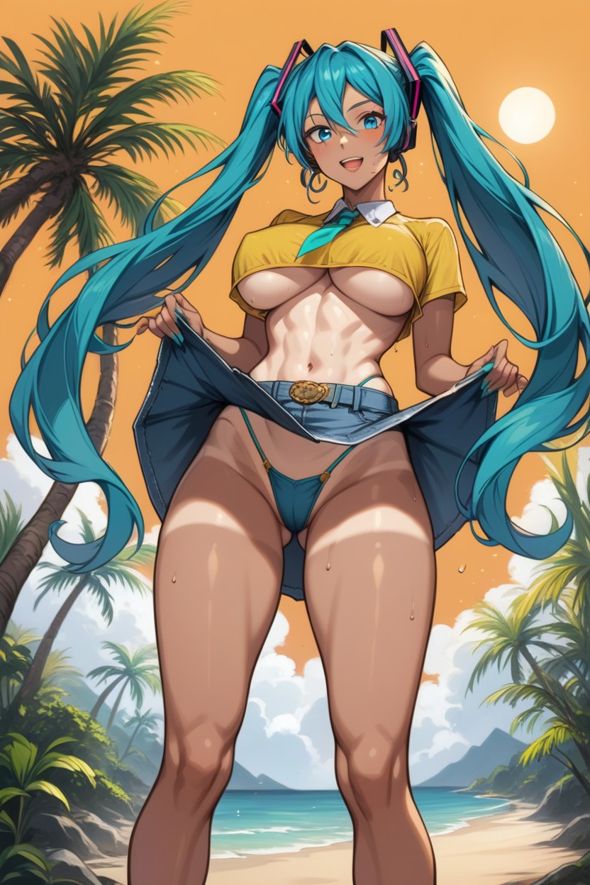 Full Body, Exuding A Perfect Blend Of Allure And Playfulness, Azure Blue Skies Hentai AI Porn