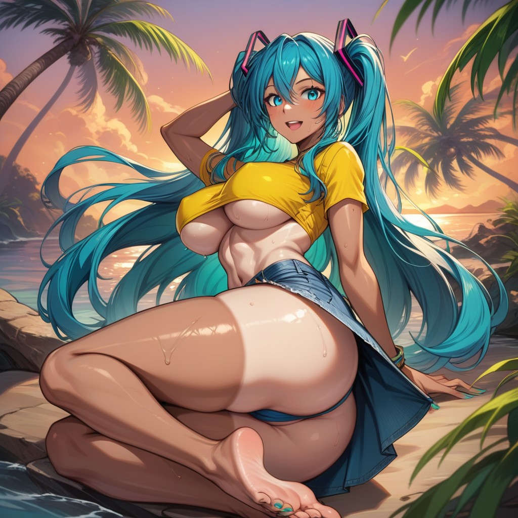 Captivating Viewers With Her Perfect Body, Ultra Detailed, Jean Shorts Hentai AI Porn