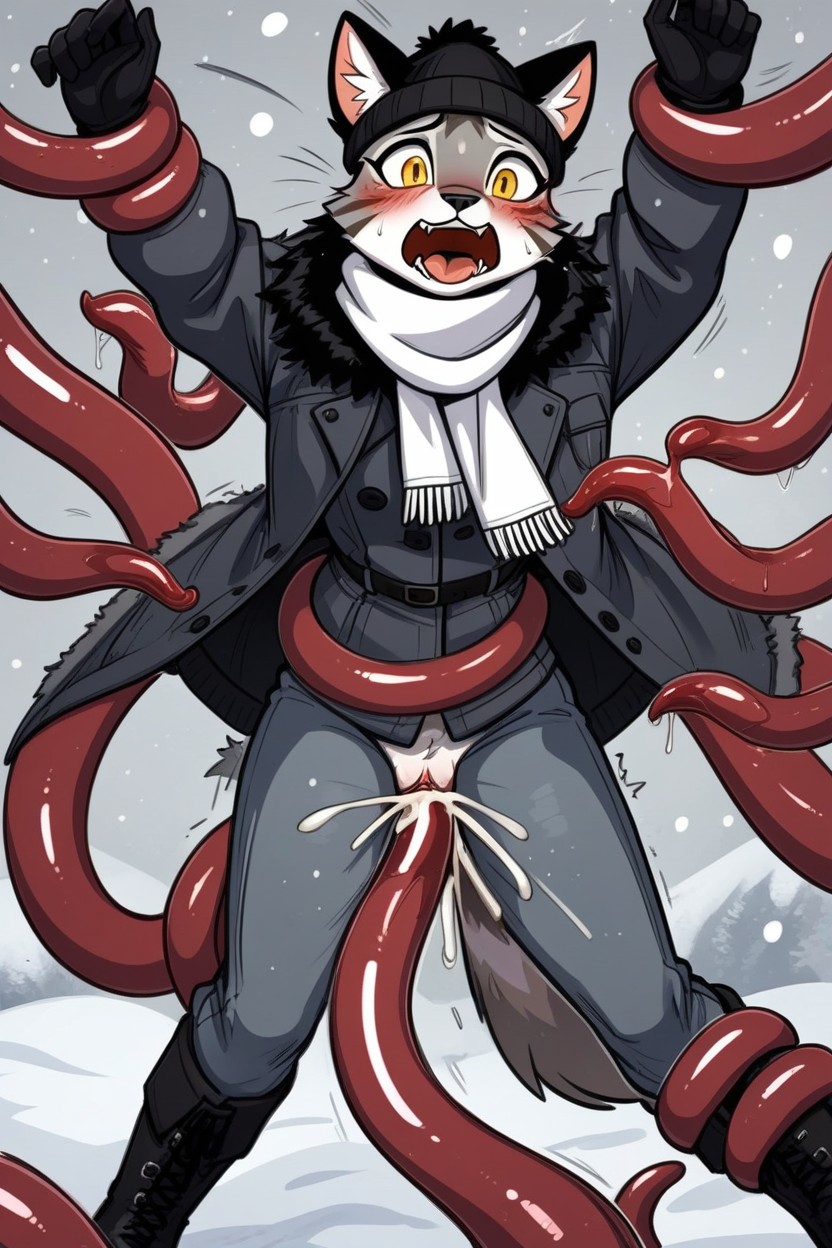 Kneels, Skinny, 18+ Furry AI Porn