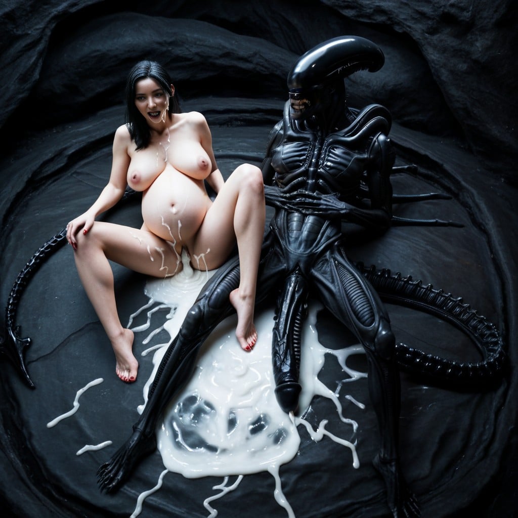 Large Scary Male Xenomorph, Human With Xenomorph Male Wife, Excessive Sperm Porno IA