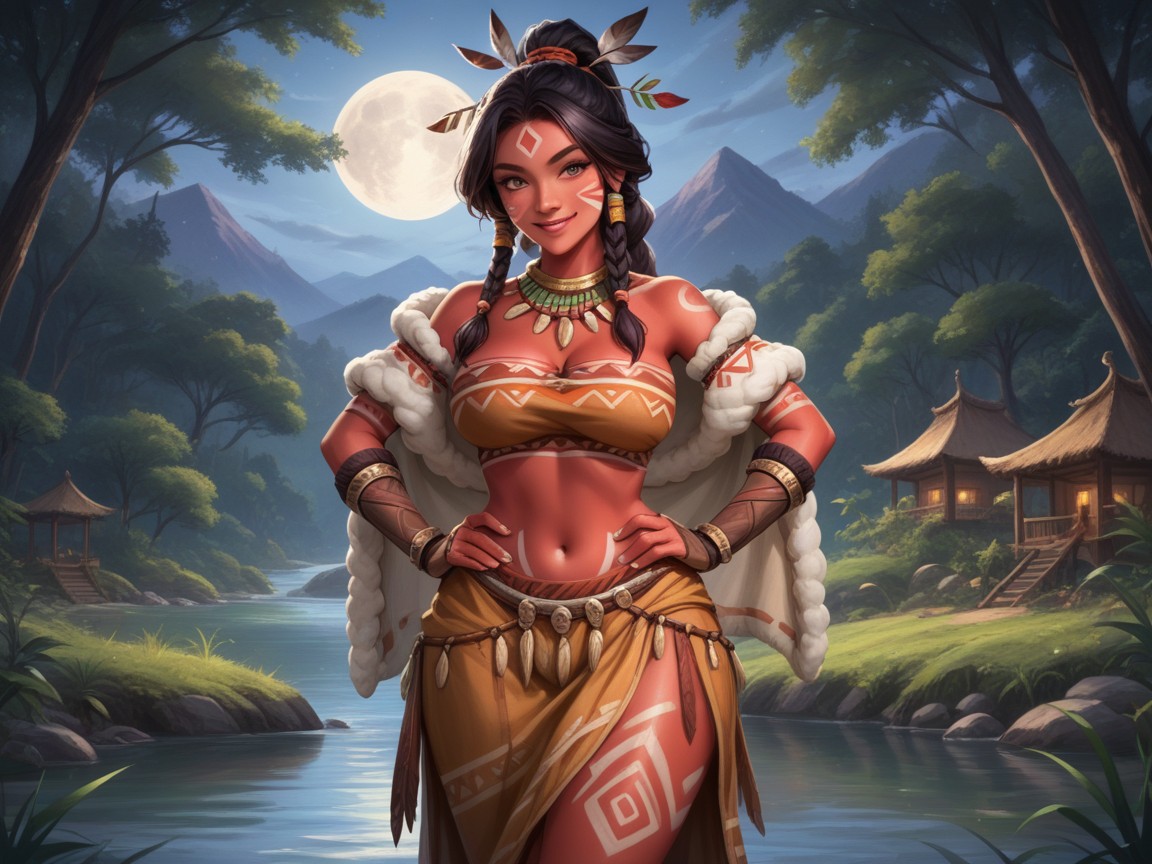 River, Nature, Tribal Mask Hentai AI Porn