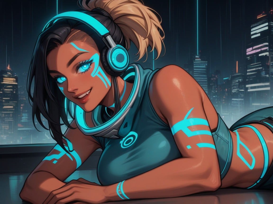18+, Rounded Shoulders, Glowing Eyes AI Porn