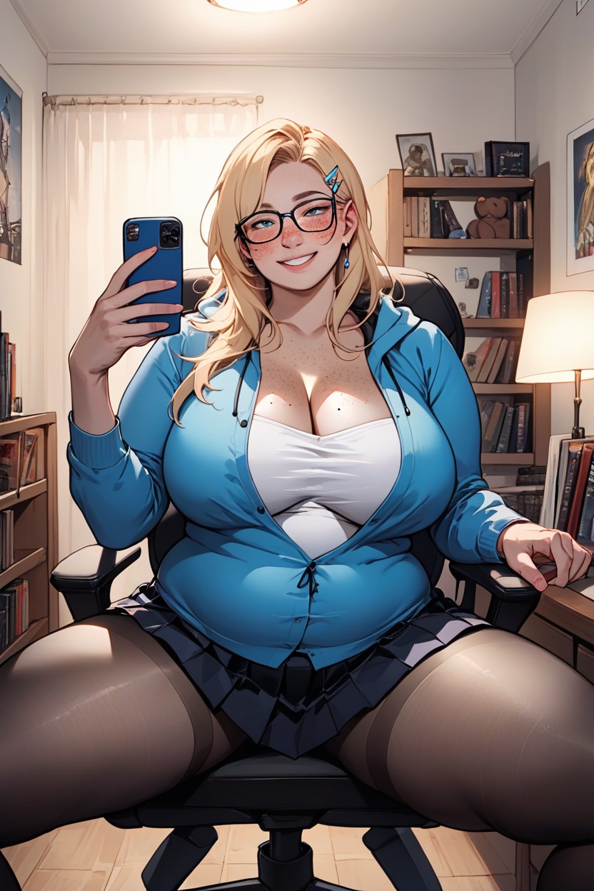 Sit On Gaming Chair With Armrests, 18+, Big Room Hentai AI Porn