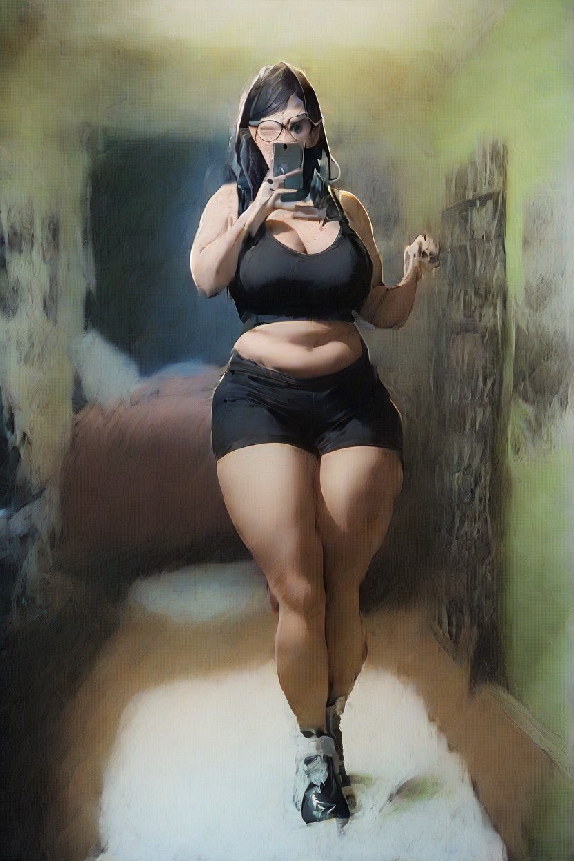 Black Pantyhose, Eyes Wide Open, Thick Thighs Hentai AI Porn