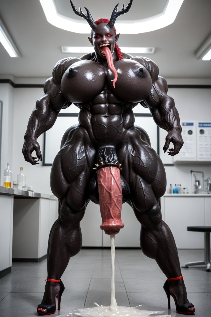 Long Foreskin, Long Flaccid Black Equincock, Giantess Shemale AI Porn