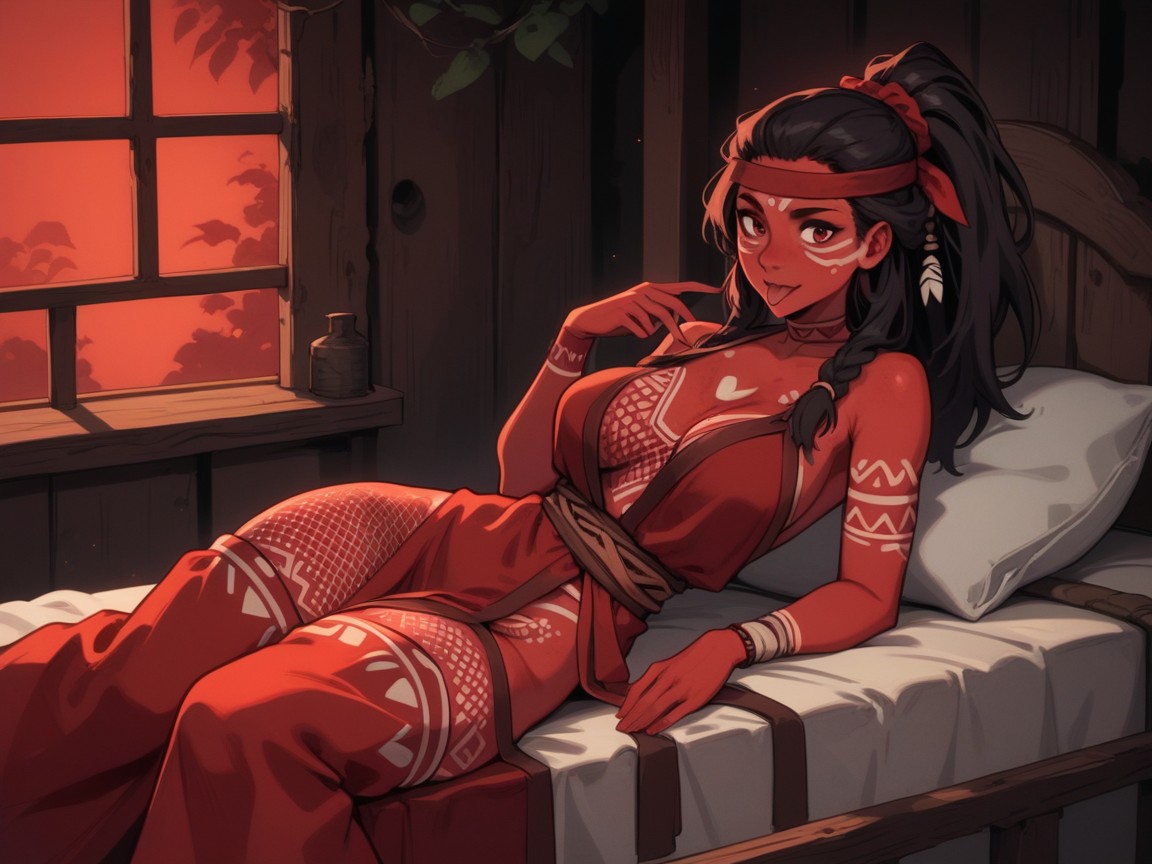 Red Tribal Choker, Firm Ass, Camo Tribal Face Paint AI Porn