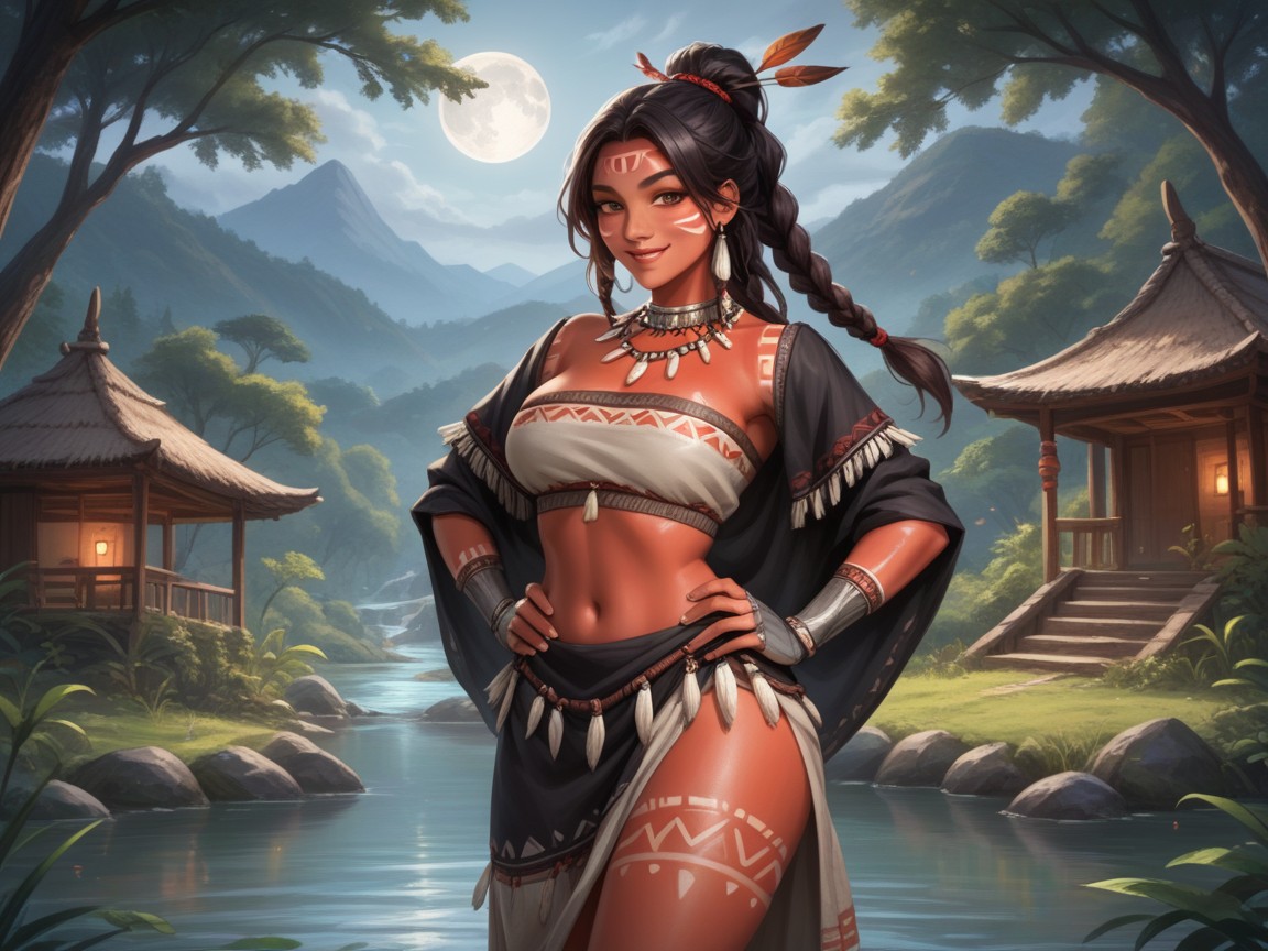 Braided, Rounded Shoulders, Bust And Hips Proportionate Hentai AI Porn