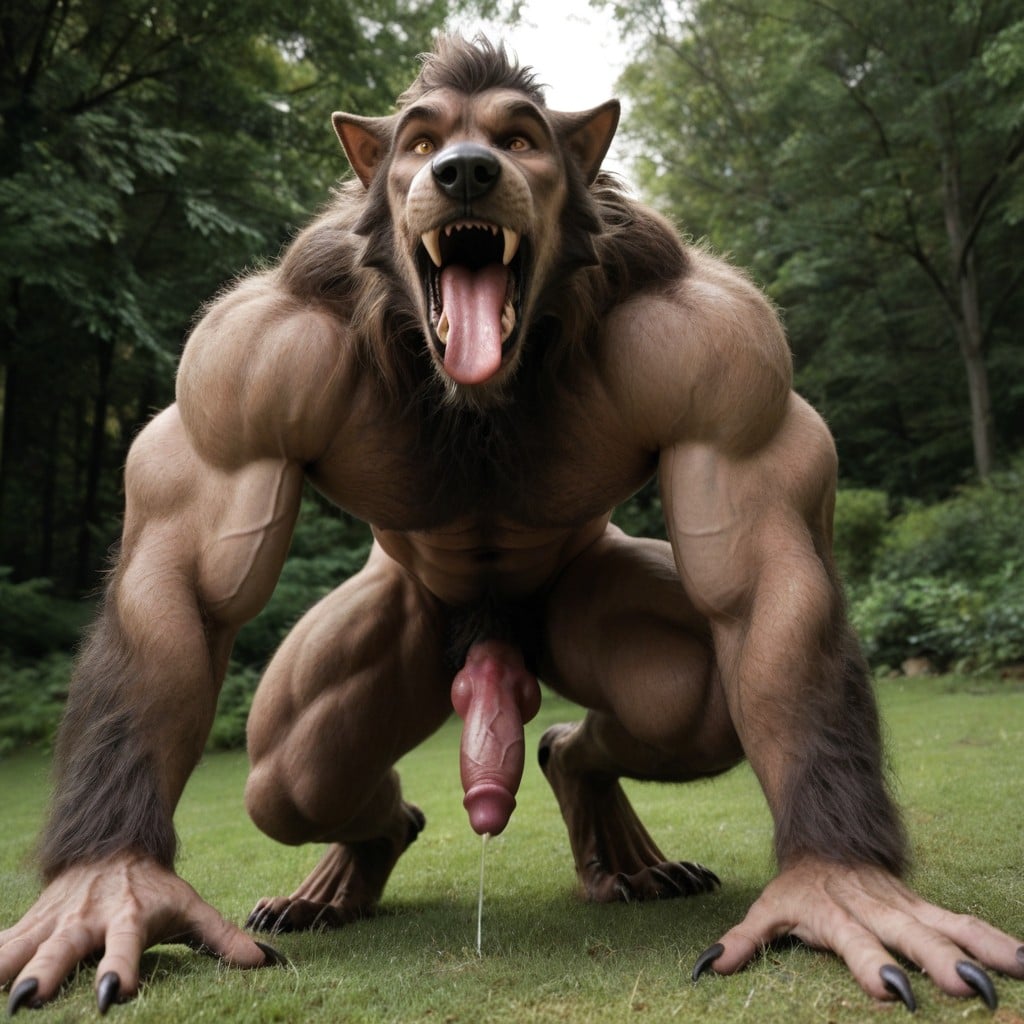 Anthro Knot That Fully Visible, Nipples, Werewolf Anthropomorphic AI Gay Porn