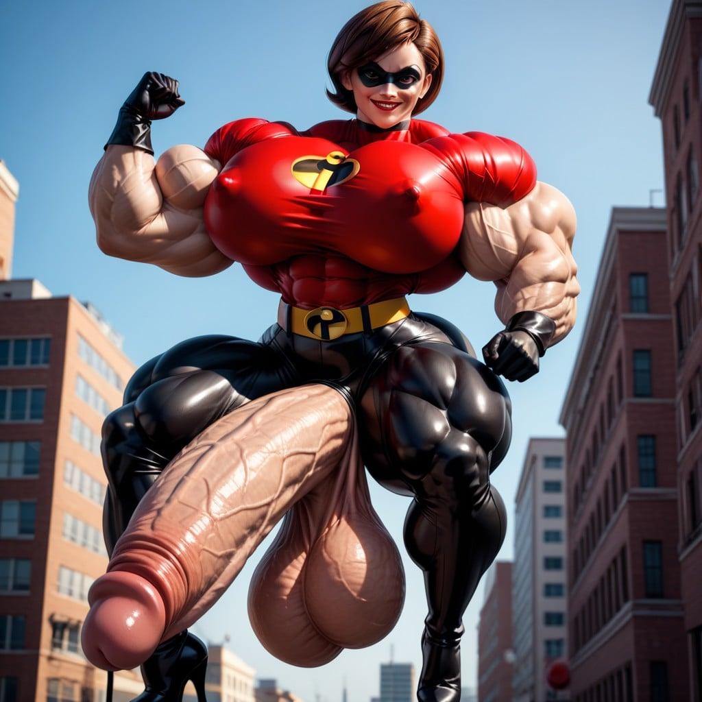 Black Gloves, Gigantic Breast, Hyper Giant Muscles Shemale AI Porn