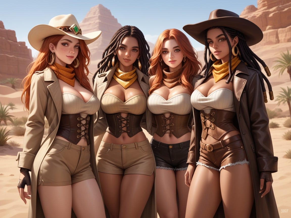 Tan Skin, Rounded Upper Body, Average Bust Hentai AI Porn