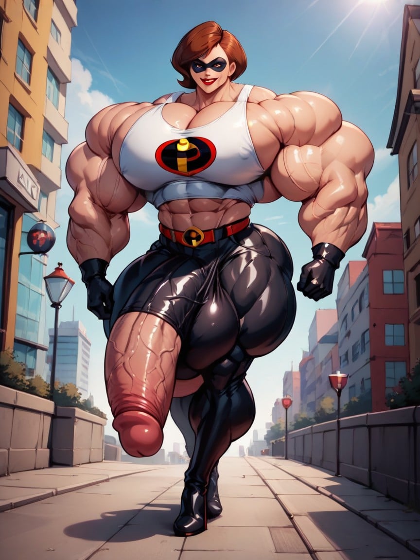 Hyper Gigantic Thick Penis, Gigantic Breast, Black Shorts Shemale AI Porn