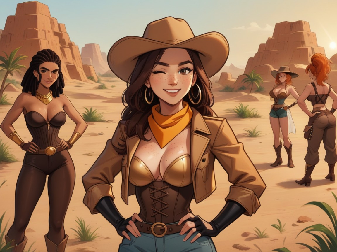Medium Ass, Outlaw Woman, Freckles On Breasts AI Porn